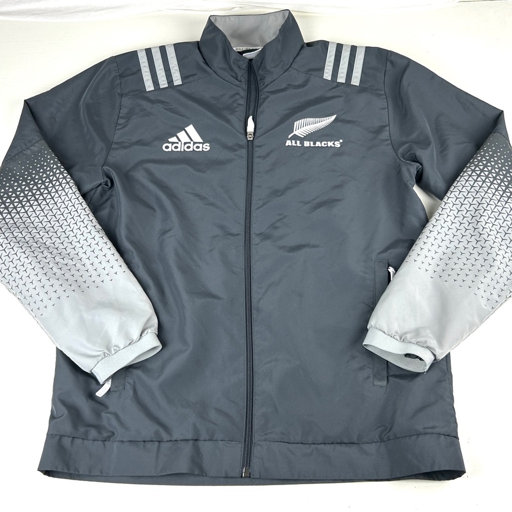 Adidas New Zealand All Blacks Rugby Full Zip Shell Jacket Size Small Wind Break